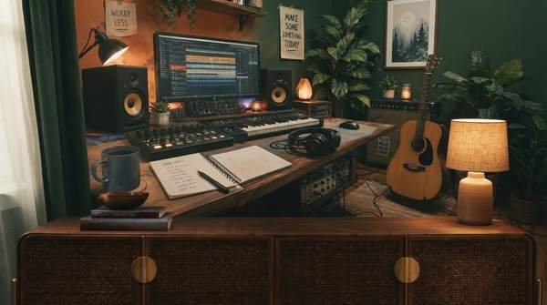 Editorial illustration for Curating Your Home's Soundtrack: How Music Shapes Mood and Productivity